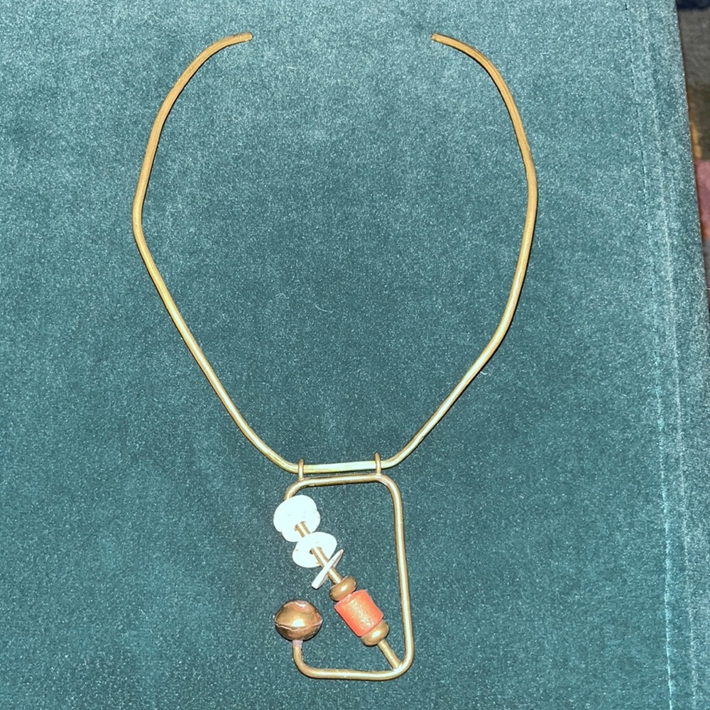 Abstract Earthy Gold Necklace - Picture 2 of 2